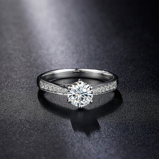 鸣钻国际 绽放 PT950铂金钻戒 钻石戒指结婚求婚女戒 情侣对戒女款 共约68分 F-G/SI 15号
