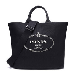 PRADA 普拉达 女士黑色LOGO图案织物手提单肩包 1BG161 ZKI F0002 V OOO