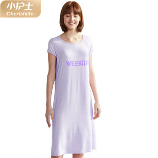 小护士睡裙夏季薄款舒适莫代尔短袖家居睡衣女LCQ006 淡紫 160S