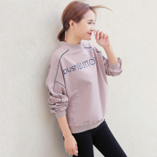 京东女装2019年春装新款韩版印花宽松半高领薄款潮长袖套头上衣卫衣女
