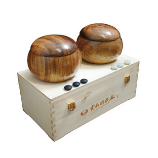 云子（yunzi）围棋 和系列B型双面凸柏木外盒黄心楠罐 围棋套装