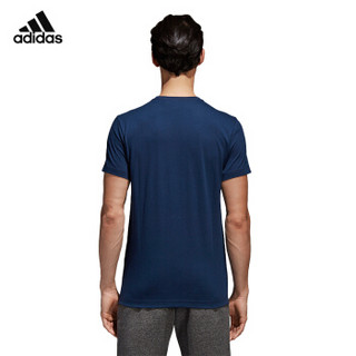 adidas 阿迪达斯 运动服短袖T恤跑步透气休闲运动羽毛球服 CV4517 蓝色 男 L