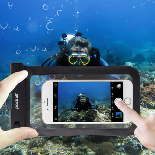 美国pack all手机防水袋男女通用触屏水下拍照温泉游泳防水套含挂绳（大号5.5英寸）黑色