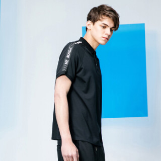 商品magicpower夏季男士短袖polo衫棉质翻领t恤男时尚休闲男装 黑色xl