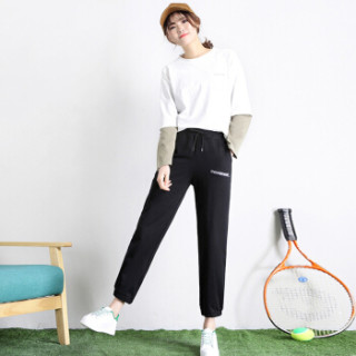 joy of joy 2019年春装新款阔腿裤韩版宽松原宿运动裤女字母绣花裤