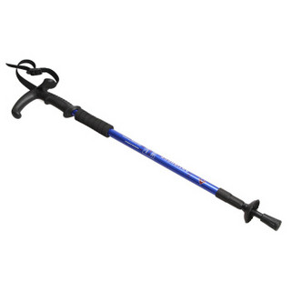 霞光 登山杖 户外铝合金三节可折叠拐杖手杖T型 302 蓝色