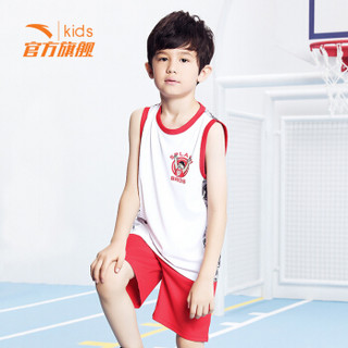 安踏（ANTA）男童装中大童篮球比赛吸湿排汗运动套装A35821203纯净白170