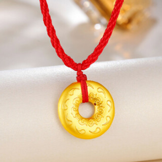 商品梦金园3d硬金吊坠六字箴言平安扣挂坠 约1.6-1.8g