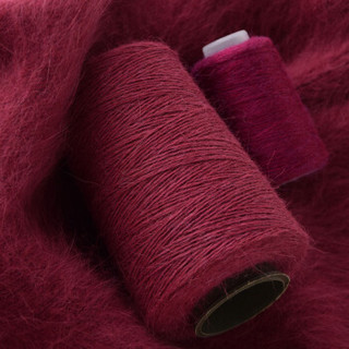 奥丝布莱特 羊绒线 长毛毛线 14/2中粗线 手编机织均可 婴儿宝宝毛线 围巾线J06 酒红色