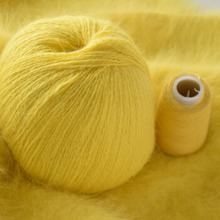 牧心 羊绒线 长毛毛线 14/2中粗线 手编机织均可 婴儿宝宝毛线 围巾线Z06 正黄色