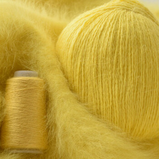 牧心 羊绒线 长毛毛线 14/2中粗线 手编机织均可 婴儿宝宝毛线 围巾线Z06 正黄色