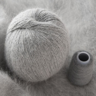 牧心 羊绒线 长毛毛线 14/2中粗线 手编机织均可 婴儿宝宝毛线 围巾线Z06 浅灰色
