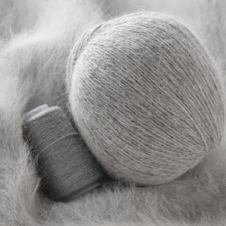 牧心 羊绒线 长毛毛线 14/2中粗线 手编机织均可 婴儿宝宝毛线 围巾线Z06 浅灰色