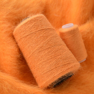 牧心 羊绒线 长毛毛线 14/2中粗线 手编机织均可 婴儿宝宝毛线 围巾线Z07 橙黄色