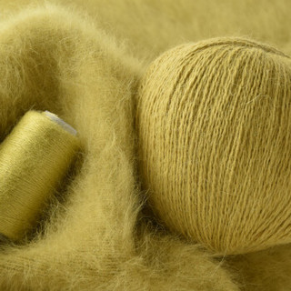 奥丝布莱特 羊绒线 长毛毛线 14/2中粗线 手编机织均可 婴儿宝宝毛线 围巾线J05 秋香绿