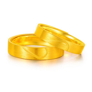 乐灵珠宝黄金戒指999足金心形活口情侣戒指黄金对戒指环女款约3.8-4.2g