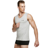 PLAYBOY 花花公子 男士背心男运动打底宽肩V领汗衫 7540 灰色 XXL (灰色、XXL)