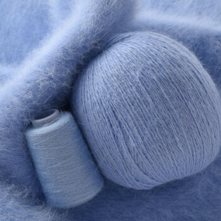 奥丝布莱特 羊绒线 长毛毛线 14/2中粗线 手编机织均可 婴儿宝宝毛线 围巾线J05 天蓝色