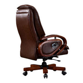 中伟可躺老板椅牛皮总裁椅电脑椅多功能办公椅转移-棕色