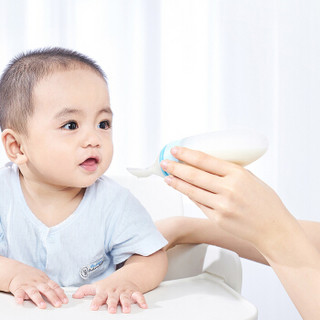 子初婴幼儿硅胶挤压式喂食勺米糊辅食喂食器宝宝餐具儿童喂食小勺子 蓝色款