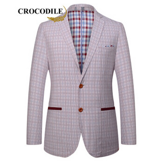 鳄鱼恤（CROCODILE）修身西服男简约长袖男士青年休闲经典西装外套 98790003 粉红 170