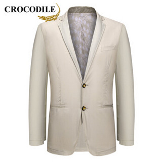 鳄鱼恤（CROCODILE）男装商务休闲小西装单西修身薄外套 98790005 浅卡其 180