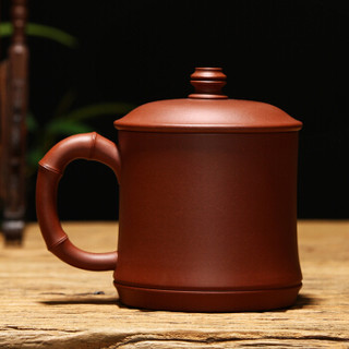 千寿堂 紫砂杯泡茶办公盖杯茶具水杯 宜兴原矿手工礼品 竹节杯500ml