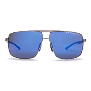 保时捷设计 保时捷太阳镜 男款时尚双梁日本产钛材质驾驶墨镜P8658 B 灰色镜架蓝色镜片 64mm