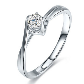 鸣钻国际 天使之吻 钻戒 钻石戒指结婚求婚钻石戒指女戒 活口可调节