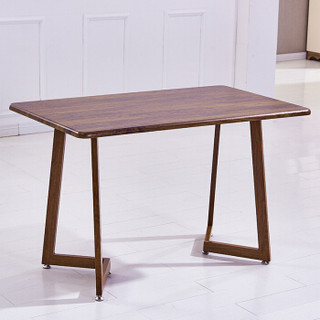 百思宜 现代简约餐桌椅组合长方形小户型饭桌金属仿木纹桌椅套装 胡桃色120*70cm(一桌4椅)