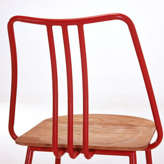 百思宜 现代简约休闲椅子 美式复古铁艺餐椅靠背椅咖啡厅桌椅 接待洽谈椅 黑色(橡木坐面)