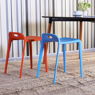 百思宜 创意时尚现代餐椅简约塑料椅接待椅子家用凳子 餐厅休息椅等位椅 橙色