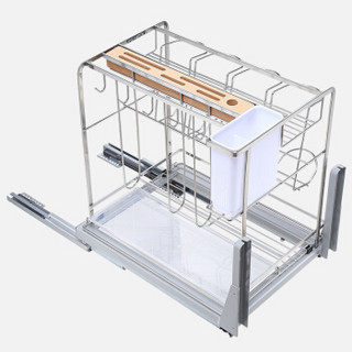 悍高（HIGOLD）306043-1E 经典款不锈钢黑钻橱柜调味篮调料拉篮五金挂件厨房置物架刀架砧板架抽屉式400柜体