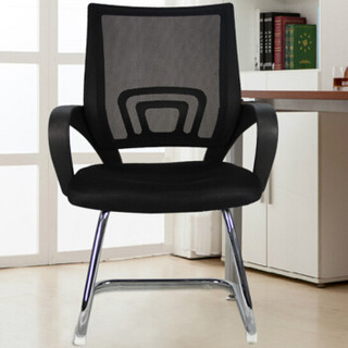 麦森（maisen） 电脑椅 家用培训弓形椅 网布职员办公老板靠背椅子 黑色 MS-GXY-114