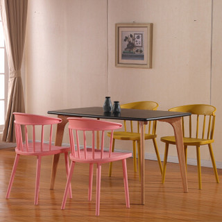 百思宜 北欧风格温莎椅靠背家用餐椅时尚简约咖啡厅座椅洽谈办公椅 粉色