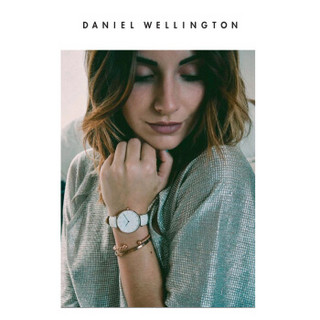 Daniel Wellington DanielWellington）DW原装表带12mm皮带银色针扣女款DW00200198（适用于28mm表盘系列）