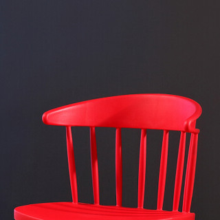 百思宜 北欧风格温莎椅靠背家用餐椅时尚简约咖啡厅座椅洽谈办公椅 红色