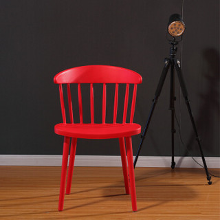 百思宜 北欧风格温莎椅靠背家用餐椅时尚简约咖啡厅座椅洽谈办公椅 红色