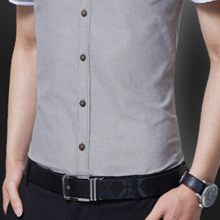 俞兆林（YUZHAOLIN）短袖衬衫 男士商务休闲简约立领短袖衬衣2301灰色XL