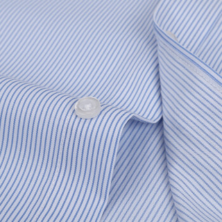 鳄鱼恤（CROCODILE）衬衫 男士竖条商务休闲职业正装大码短袖衬衫 D82 蓝D997 XL/40