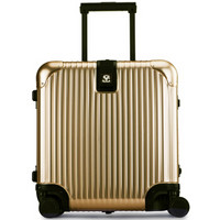 利马赫 (LIEMOCH) 英皇OQO系列AIR款 智能蓝牙报警防盗 不锈钢拉杆箱登机旅行箱 18英寸 900290 金色