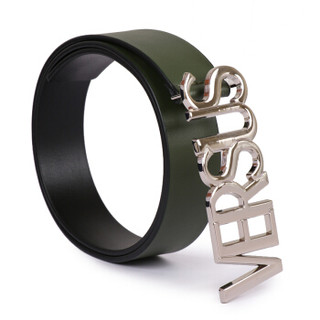 范思哲 范瑟丝 VERSACE VERSUS 奢侈品 男士军绿色皮质字母logo板扣皮带腰带 FCU0103 FVO F300N 105