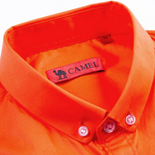 骆驼（CAMEL）男装 纯色扣领尖领长袖商务休闲衬衫 男士衬衣  D5C221427 桔红43