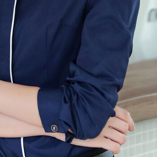 初申 长袖衬衫女2019春季新款衬衣女士商务休闲职业装SWCC187102 蓝色 S