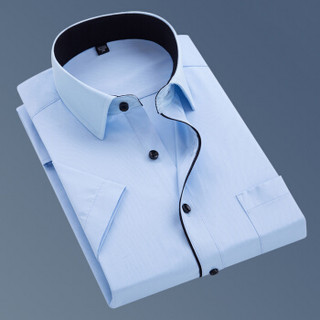 鳄鱼恤（CROCODILE）衬衫 男士商务休闲大码免烫短袖衬衫 D85 蓝C2 M/38