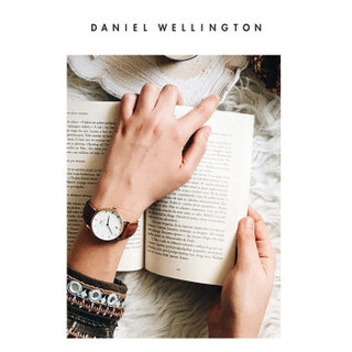 丹尼尔惠灵顿 DanielWellington DW原装表带17mm皮质表带金色针扣女款DW00200091（适用于34mm表盘系列）