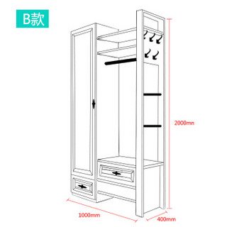 唯有唯美 现代简约门厅柜入门鞋柜定制衣帽柜玄关柜 B款长100深40高200cm
