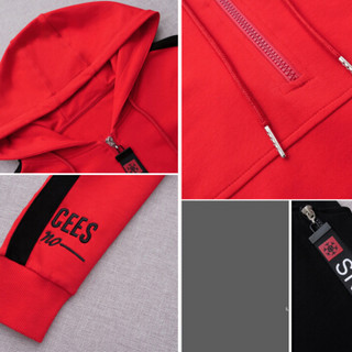 BANDALY 2019春季女装新品卫衣女运动套装韩版时尚长袖宽松卫衣休闲两件套 HZ6058-1650-TZR 大红色 XL