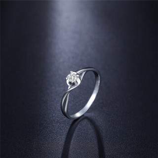 鸣钻国际 凝爱 白18k金钻戒 钻石戒指结婚求婚女戒 情侣对戒女款 10号