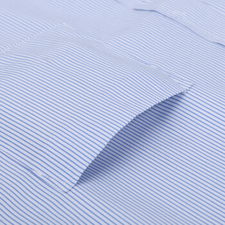 鳄鱼恤（CROCODILE）衬衫 男士竖条商务休闲职业正装大码短袖衬衫 D82 蓝D997 M/38